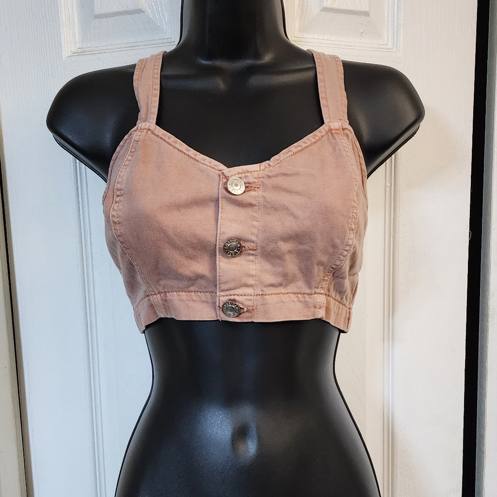 American Eagle Pink Denim Crop Top